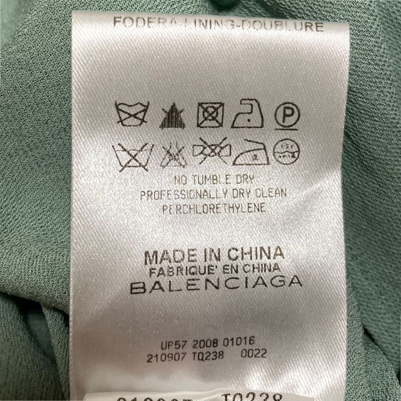 Good Quality Balenciaga 100% Silk Front Pleats Belted Mini Dress Short Sleeves