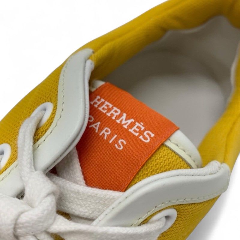 Hermes Giga Sneakers Shoes Fabric Leather Yellow White