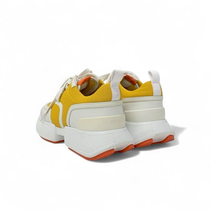 Hermes Giga Sneakers Shoes Fabric Leather Yellow White