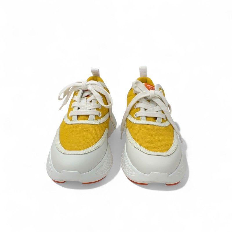 Hermes Giga Sneakers Shoes Fabric Leather Yellow White