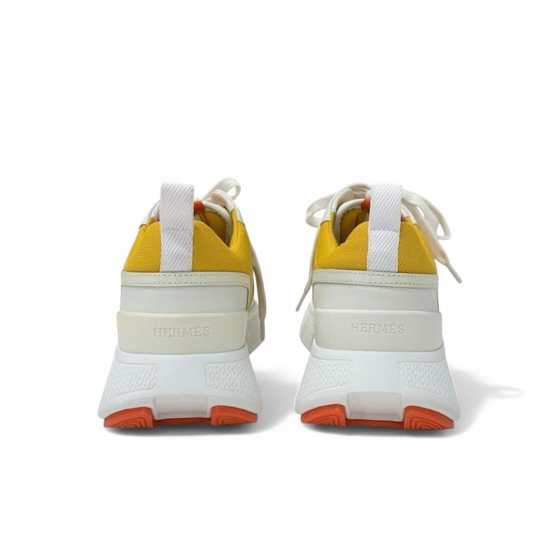 Hermes Giga Sneakers Shoes Fabric Leather Yellow White