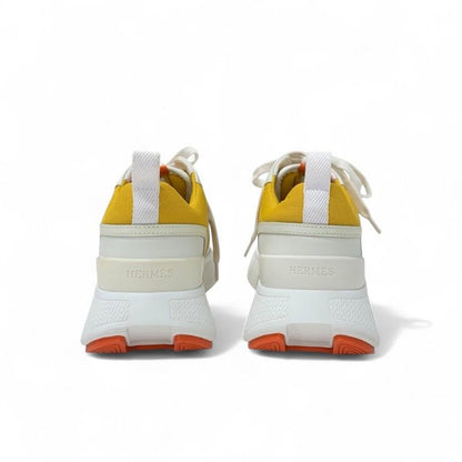 Hermes Giga Sneakers Shoes Fabric Leather Yellow White