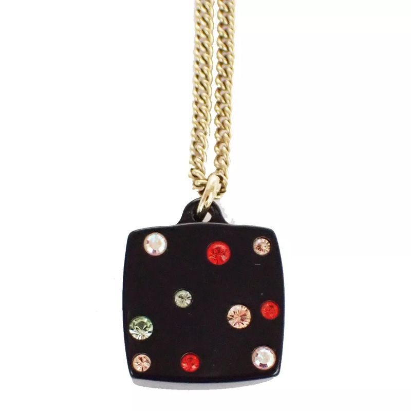 Chanel Coco Mark Necklace Mirror Plate Stone Chain 30bs023