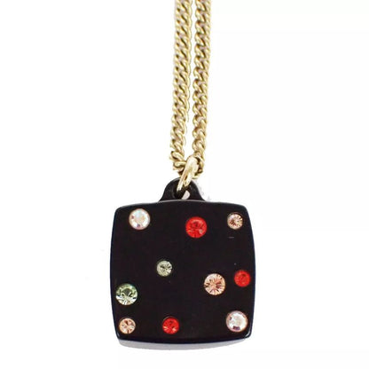 Chanel Coco Mark Necklace Mirror Plate Stone Chain 30bs023