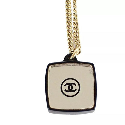 Chanel Coco Mark Necklace Mirror Plate Stone Chain 30bs023
