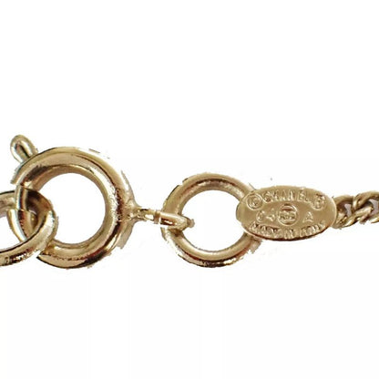 Chanel Coco Mark Necklace Mirror Plate Stone Chain 30bs023