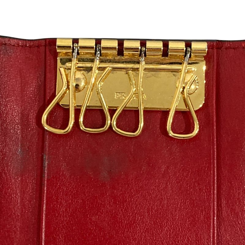 Prada Leather Key Case Black Men's Women's Used