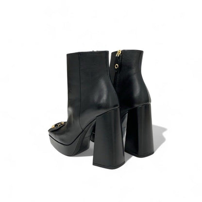 Louis Vuitton Shakeline Boots Short Shoes Leather Black Gold Logo Ankle