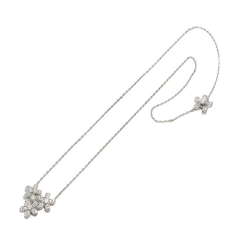 Van Cleef & Arpels Socrates 3 Flower Diamond Necklace 42 cm 18K WG 750