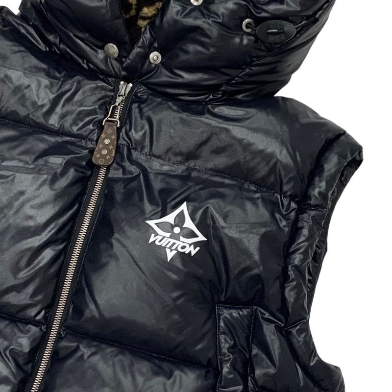 Louis Vuitton Outerwear Black White Glossy Sleeveless Puffa Jacket Monogram