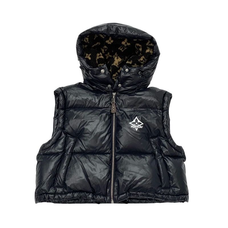 Louis Vuitton Outerwear Black White Glossy Sleeveless Puffa Jacket Monogram