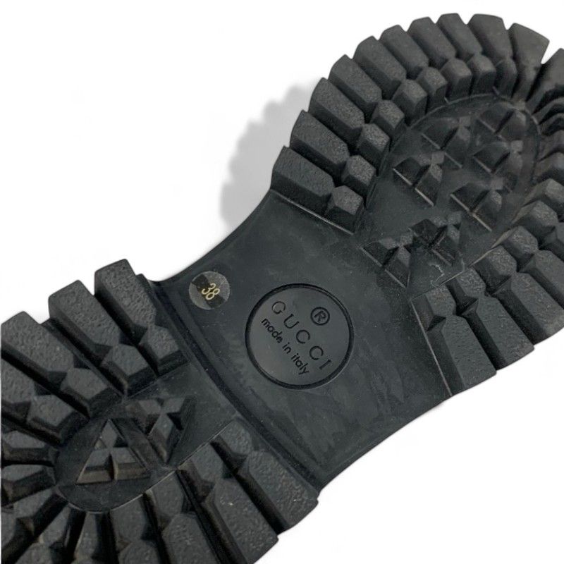 Gucci Boots Short Boots Shoes Leather Black Gold Horsebit Bee Embroidery