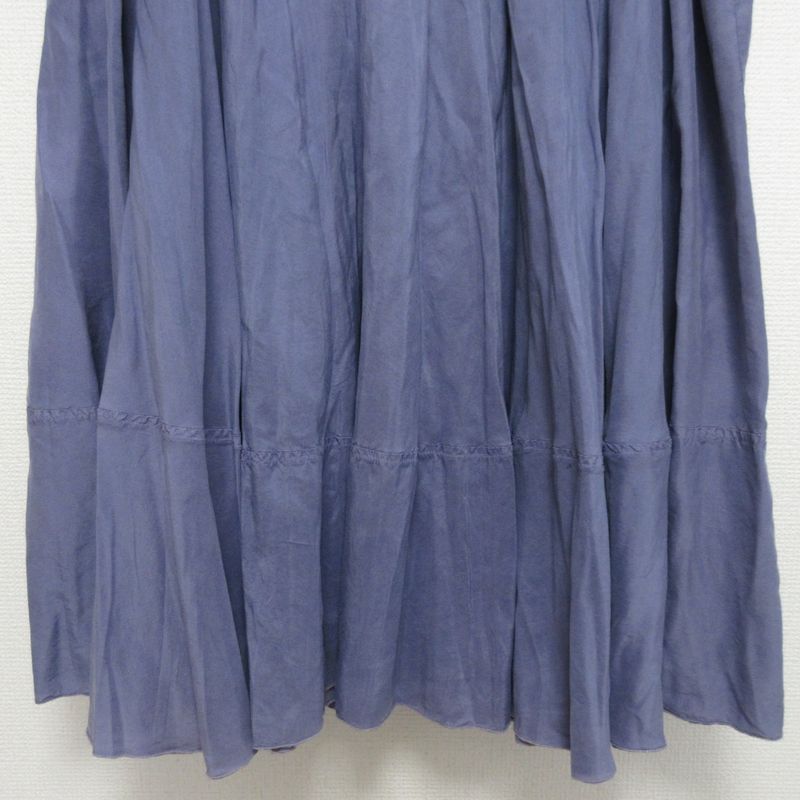 Good Prada 100% Silk Knee Length Easy Gathered Skirt Size 44 Purple Women Used
