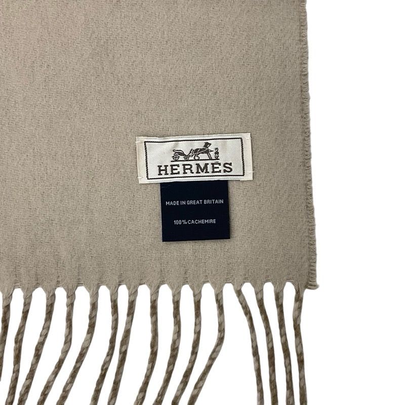 Hermes Rectoverso Muffler Cashmere Beige Brown Shawl Logo Reversible Scarf