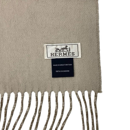 Hermes Rectoverso Muffler Cashmere Beige Brown Shawl Logo Reversible Scarf