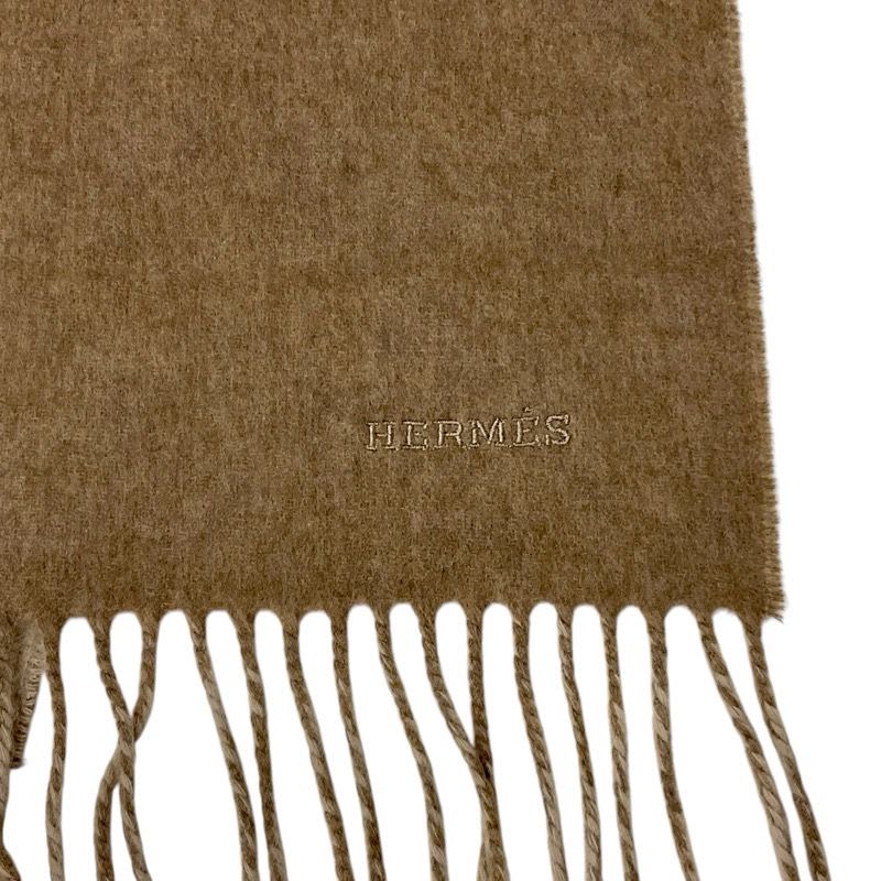 Hermes Rectoverso Muffler Cashmere Beige Brown Shawl Logo Reversible Scarf