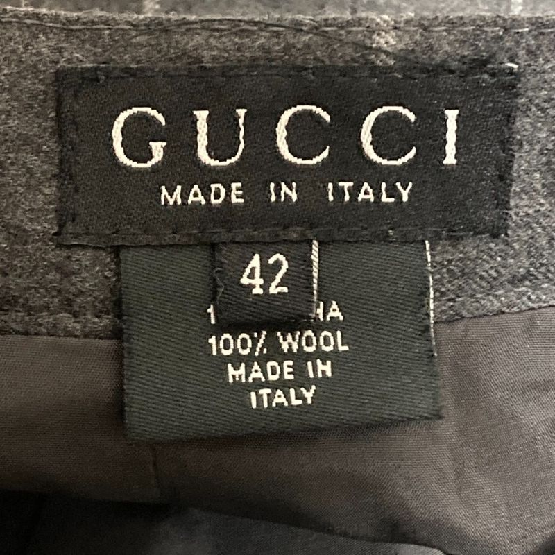 Gucci Tom Ford Period Check Wool Skirt Size 42 Gray Women Used