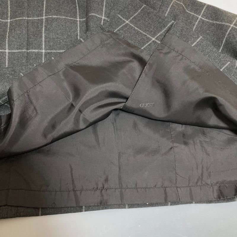 Gucci Tom Ford Period Check Wool Skirt Size 42 Gray Women Used