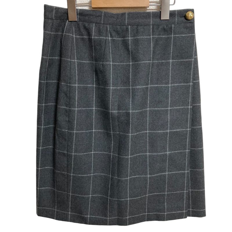 Gucci Tom Ford Period Check Wool Skirt Size 42 Gray Women Used