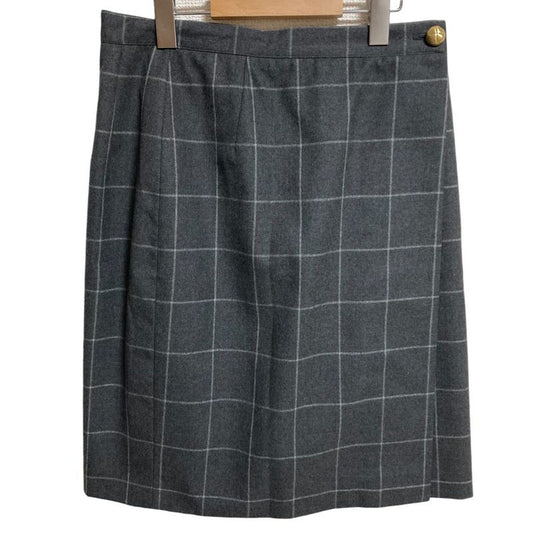 Gucci Tom Ford Period Check Wool Skirt Size 42 Gray Women Used