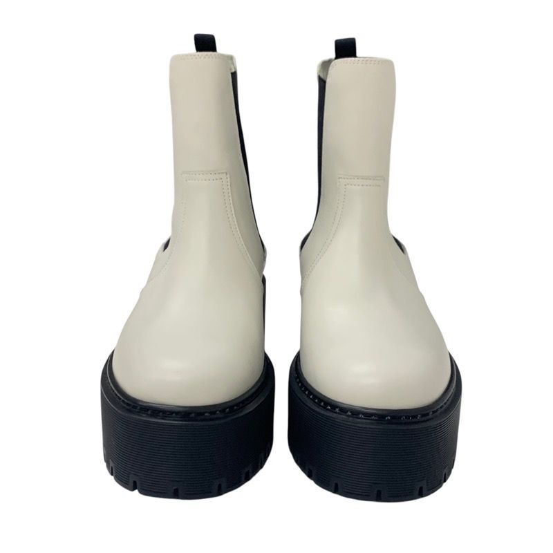 Hermes Hallow Boots Short Boots Shoes Leather Ivory Side Gore