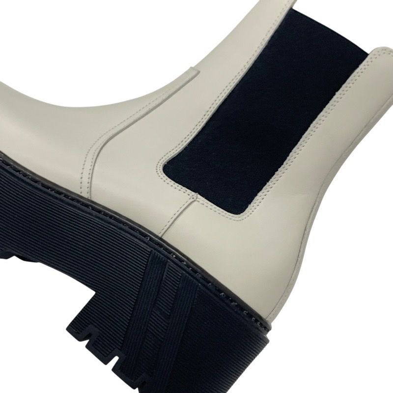 Hermes Hallow Boots Short Boots Shoes Leather Ivory Side Gore