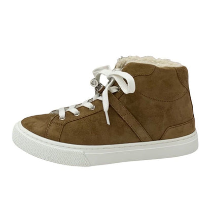 Hermes Daydream Sneakers Shoes Suede Shearling Brown Silver High Cut Sneakers