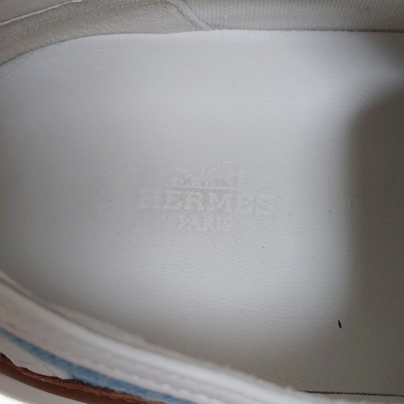 Hermes Sneakers Men's - Blue-grey Dark Brown And White Leather
