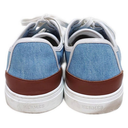 Hermes Sneakers Men's - Blue-grey Dark Brown And White Leather