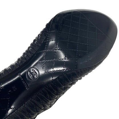 Chanel Boots Long Boots Shoes Leather Black Knee High Boots Here Mark