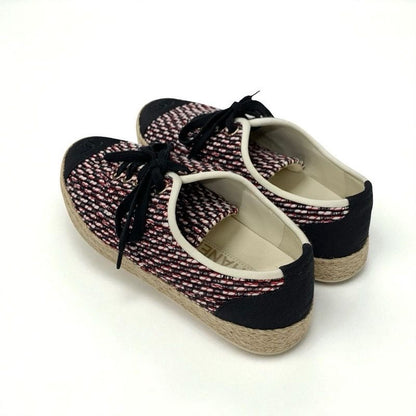 Chanel Sneakers Shoes Fabric Black Red White Here Mark Espadrilles