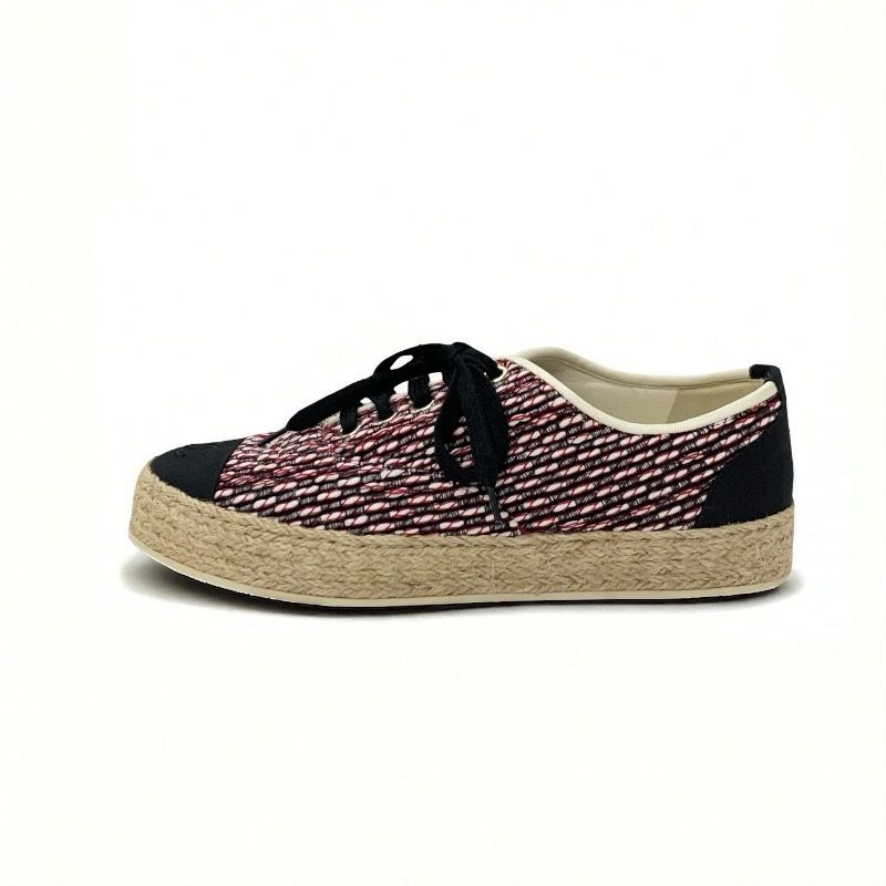 Chanel Sneakers Shoes Fabric Black Red White Here Mark Espadrilles