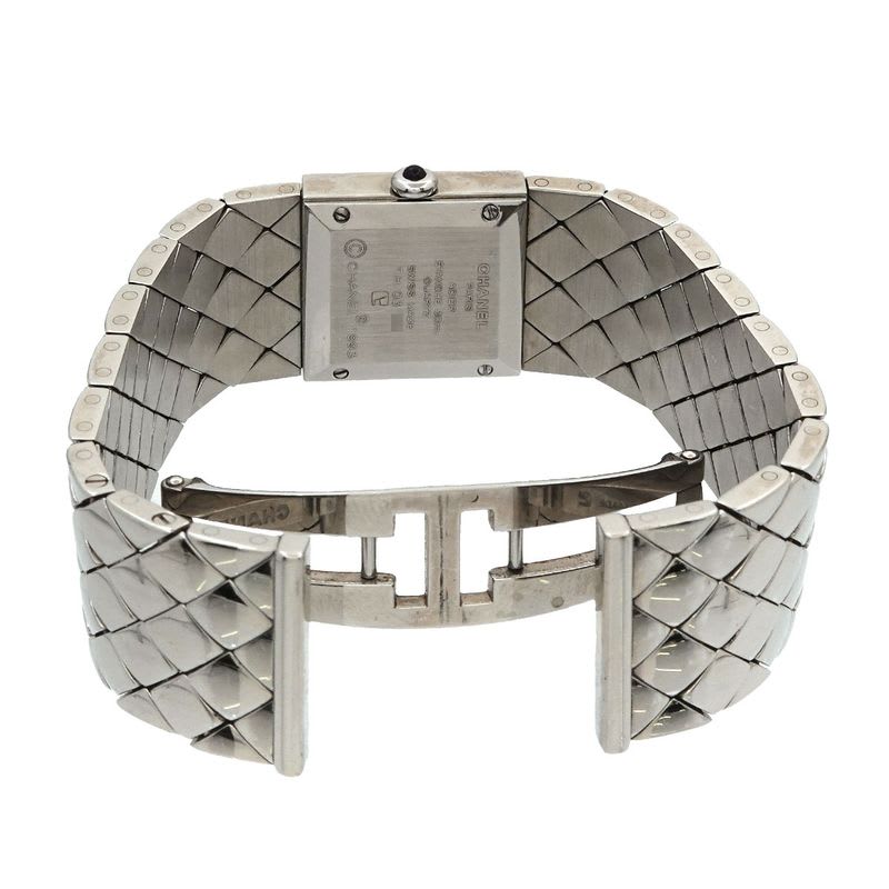 Chanel Quilted H0489 Diamond Bezel Vintage Watch Black Quartz
