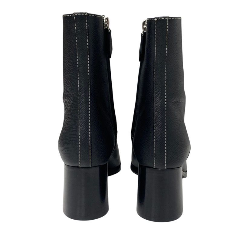 Hermes Flats Boots Short Boots Shoes Leather Black Stitching