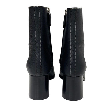 Hermes Flats Boots Short Boots Shoes Leather Black Stitching