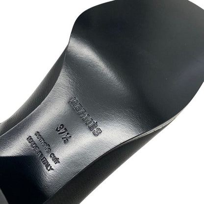 Hermes Flats Boots Short Boots Shoes Leather Black Stitching