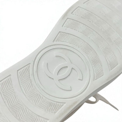 Chanel Sneakers Shoes Suede Beige White Here Mark Mesh