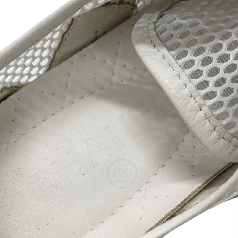 Chanel Sneakers Shoes Suede Beige White Here Mark Mesh