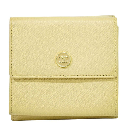 Authentic Chanel Coco Mark Coco Button Trifold Fold Wallet Compact Wallet
