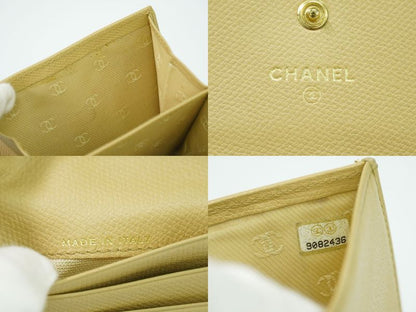 Authentic Chanel Coco Mark Coco Button Trifold Fold Wallet Compact Wallet