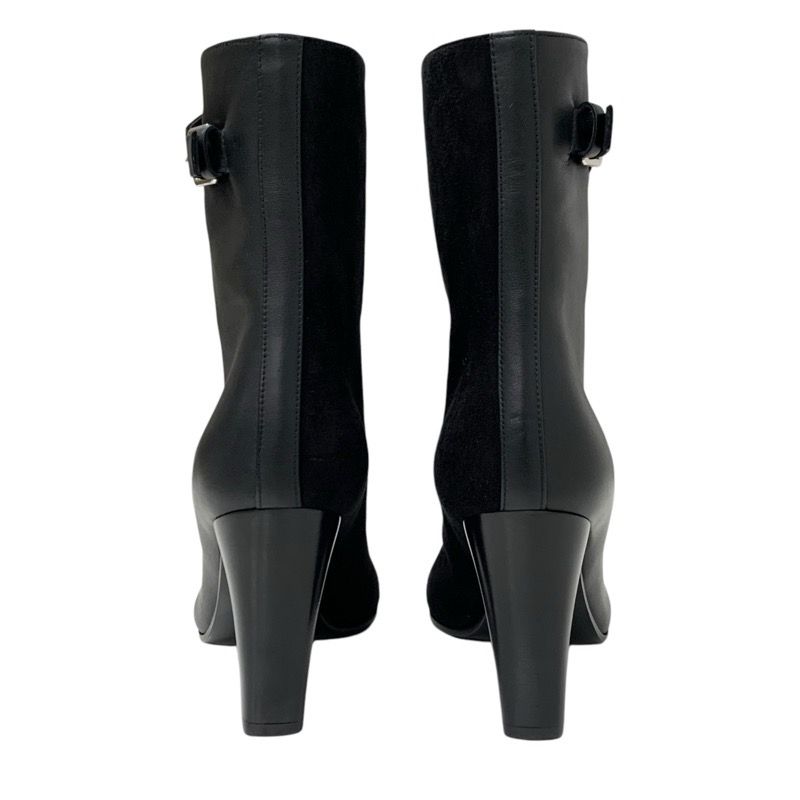 Hermes Hanae Boots Short Boots Shoes Suede Leather Black