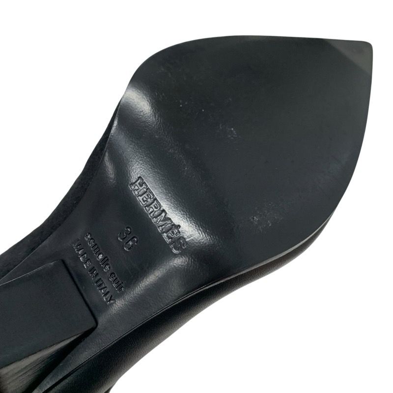 Hermes Hanae Boots Short Boots Shoes Suede Leather Black