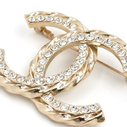 Chanel Brooch Corsage Gold Here Mark Rhinestone