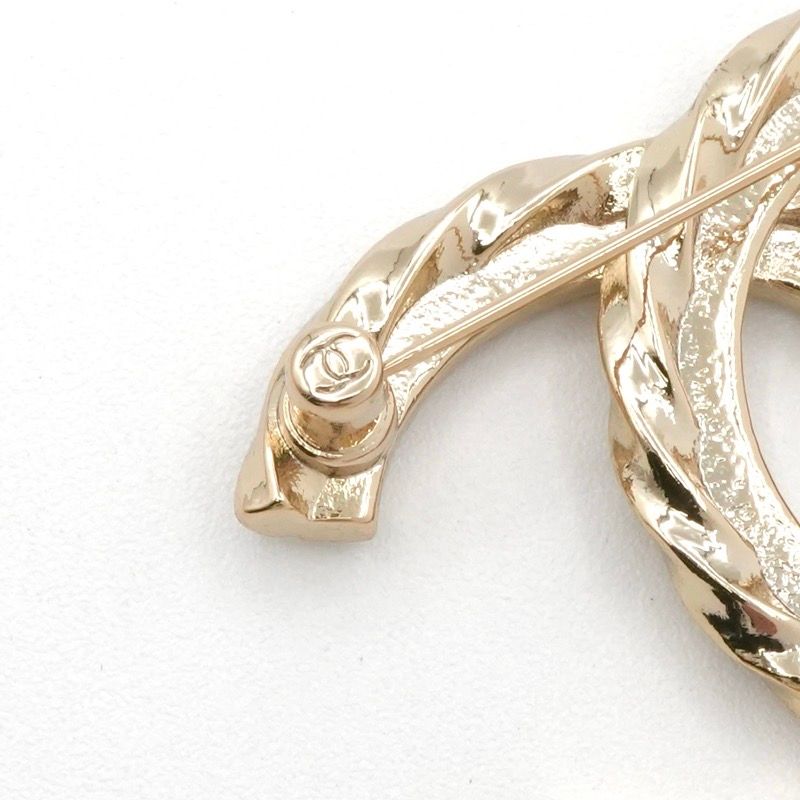 Chanel Brooch Corsage Gold Here Mark Rhinestone