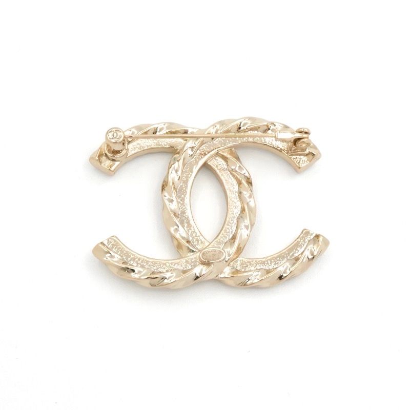 Chanel Brooch Corsage Gold Here Mark Rhinestone