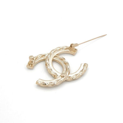 Chanel Brooch Corsage Gold Here Mark Rhinestone