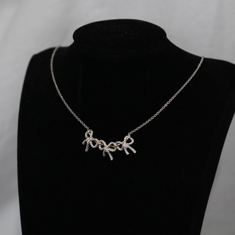 Tiffany & Co Combi Triple Ribbon Necklace Silver 18K A0337