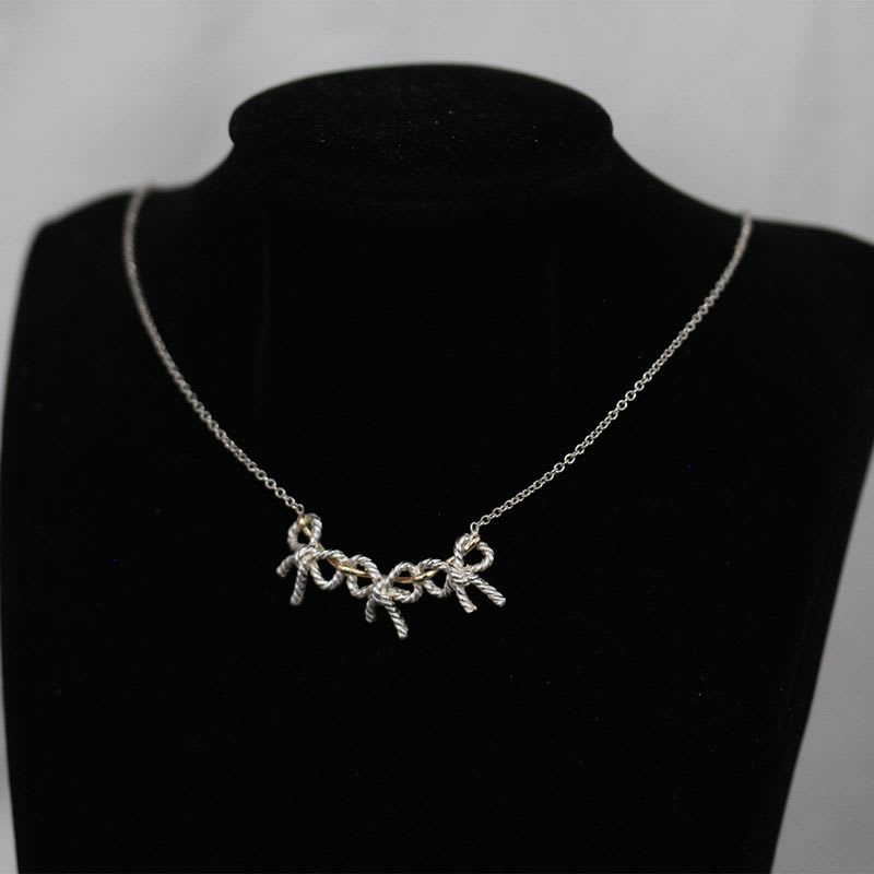 Tiffany & Co Combi Triple Ribbon Necklace Silver 18K A0337