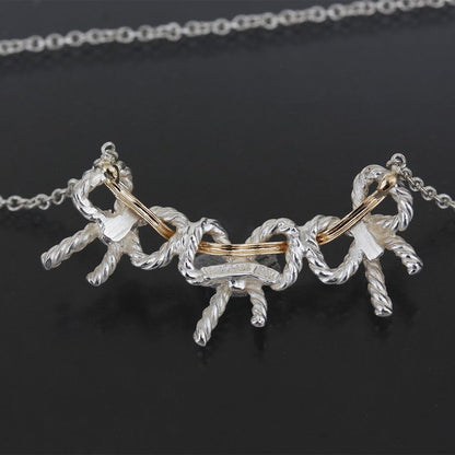 Tiffany & Co Combi Triple Ribbon Necklace Silver 18K A0337