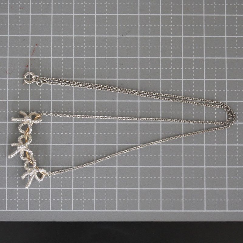 Tiffany & Co Combi Triple Ribbon Necklace Silver 18K A0337
